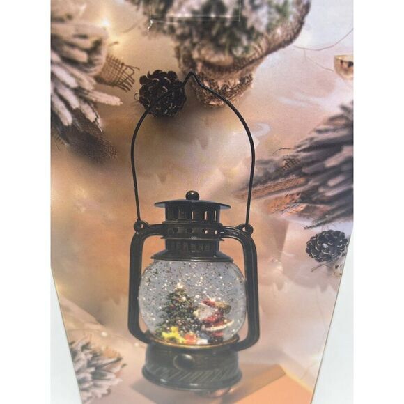 Santa Claus Crystal Ball Lantern Snow Globe LED & Music 8” - Picture 3 of 7